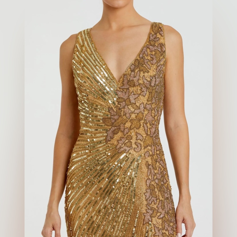 Gold Beaded Floral Gown